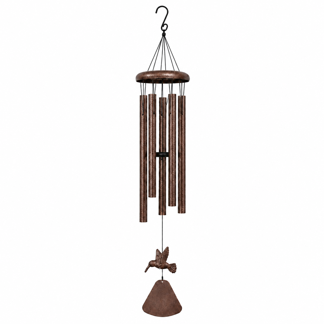 Nupedyvoc bronze hummingbird wind chime with six aluminum tubes